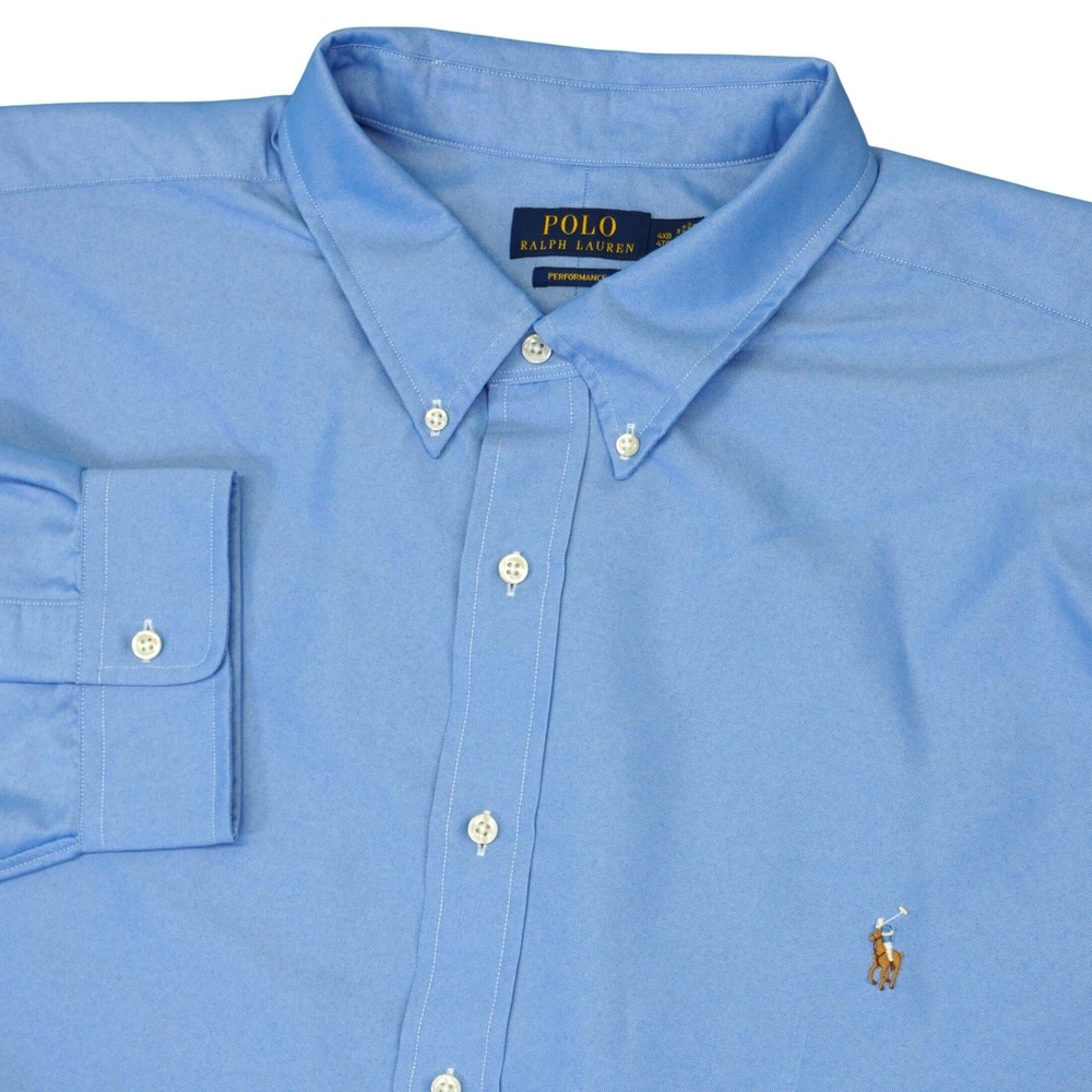 Polo Ralph Lauren Button Down Shirt Men 4XB Blue Performance Oxford Flesh Pony